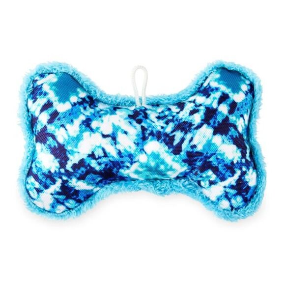 Summer Loving Squeaky Plush Bone Dog Toy, Blue Tie Dye - Picture 5 of 5